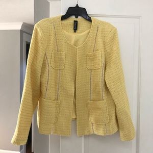 Yellow tweed jacket/blazer with pocket detailing